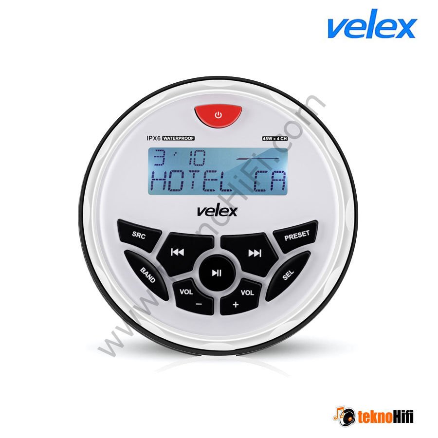 Velex VX150 IPx5 4x45W Marine Bluetooth Stereo Receiver Beyaz