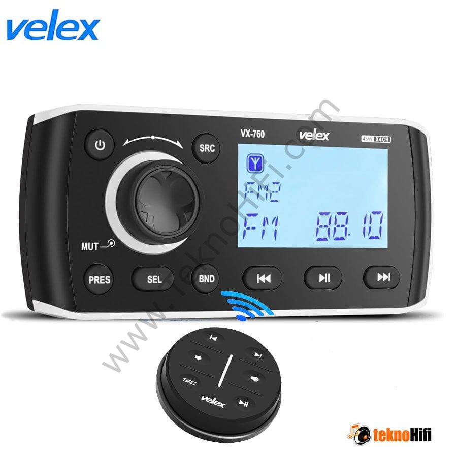 Velex VX760DR IPx5 4x45W Marine Bluetooth Stereo Receiver