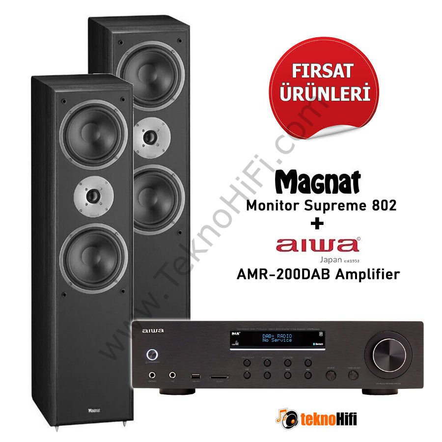 Magnat Monitor Supreme 802 + Aiwa AMR-200DAB/BK Amplifikatör