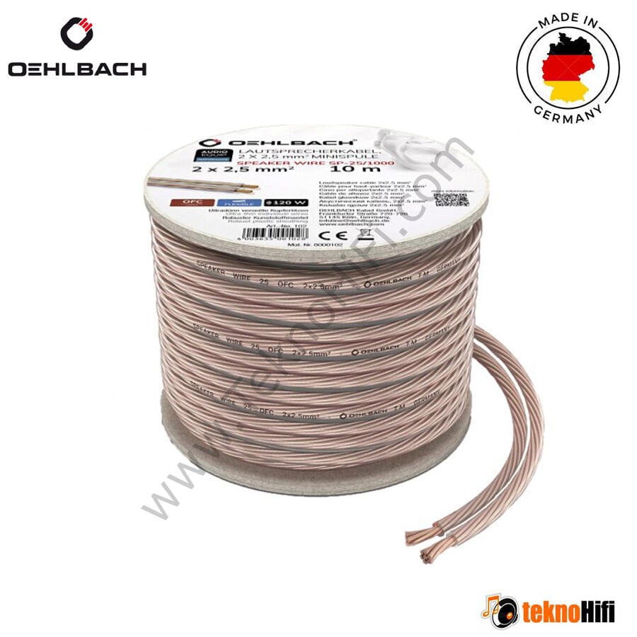 Oehlbach SP 25 2x2,50mm² 10 Metre Hoparlör kablosu