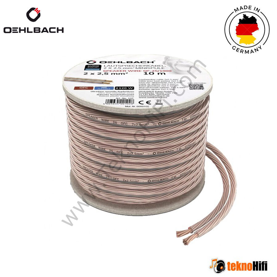 Oehlbach SP 25 2x2,50mm² 10 Metre Hoparlör kablosu