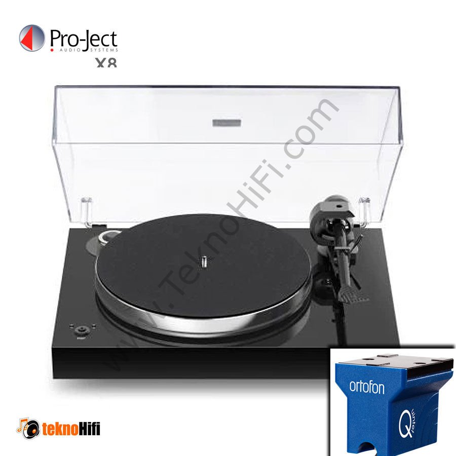 Pro-Ject Audio X8 Pikap + Ortofon Quintet Blue İğne ile Parlak Siyah