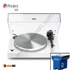 Pro-Ject Audio X8 Pikap + Ortofon Quintet Blue İğne ile Parlak Beyaz