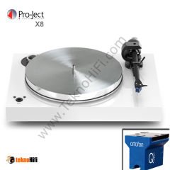 Pro-Ject Audio X8 Pikap + Ortofon Quintet Blue İğne ile Parlak Beyaz